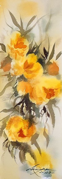 Shaima Umer, 5 x 15 Inch, Watercolor on Paper, Floral Painting, AC-SHA-063